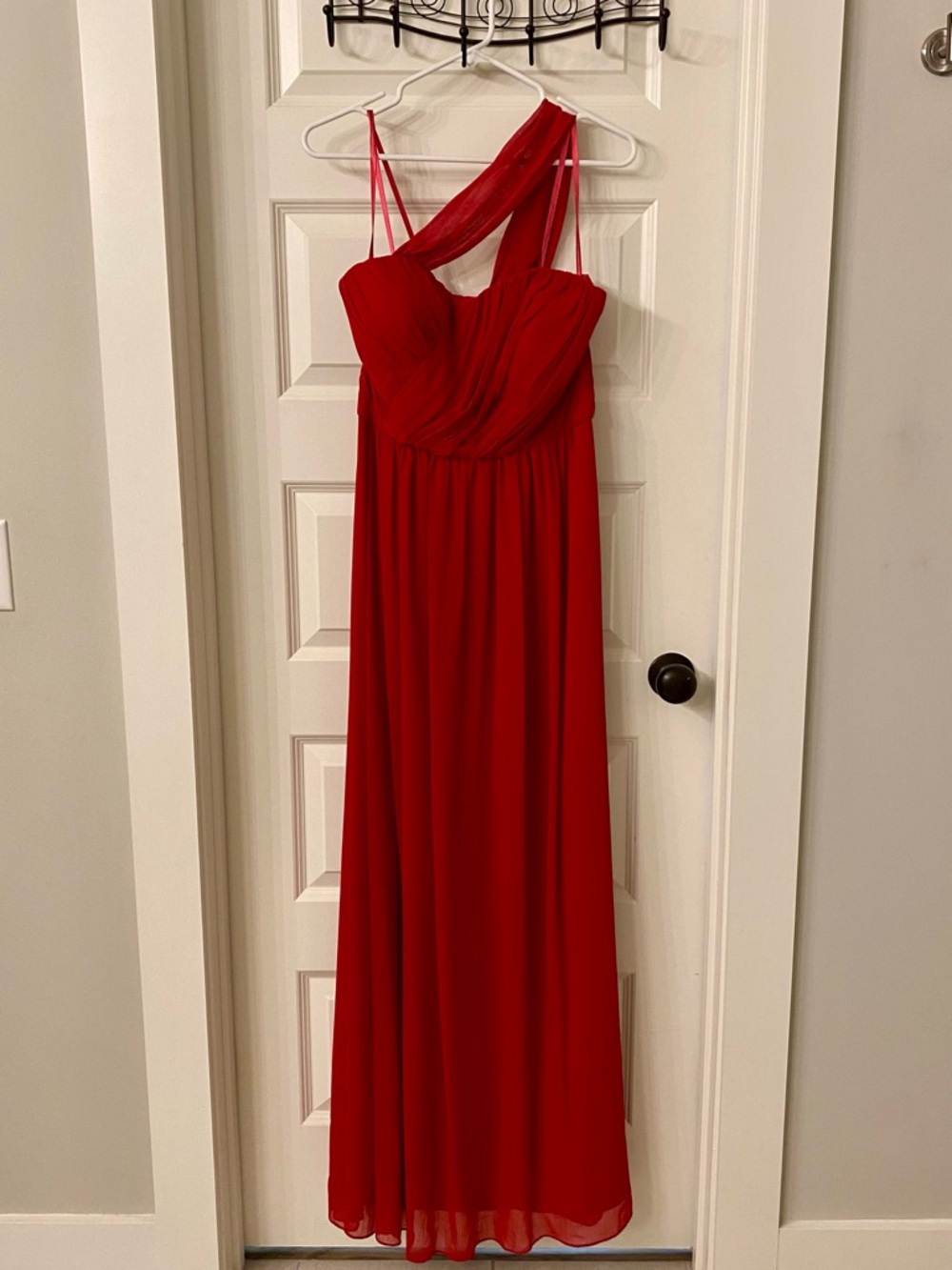 Max & Cleo Red One-Shoulder Chiffon Evening Dress
